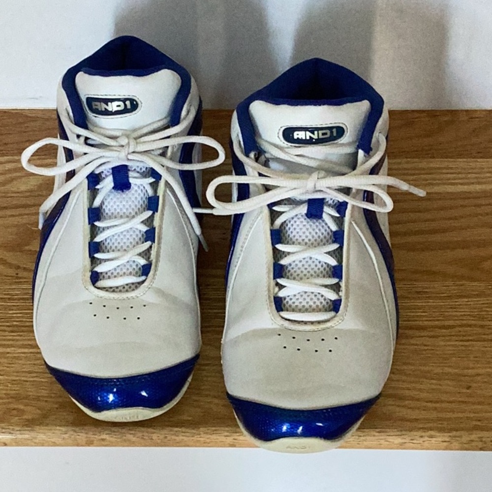 AND1 White and Blue Basketball Shoes
